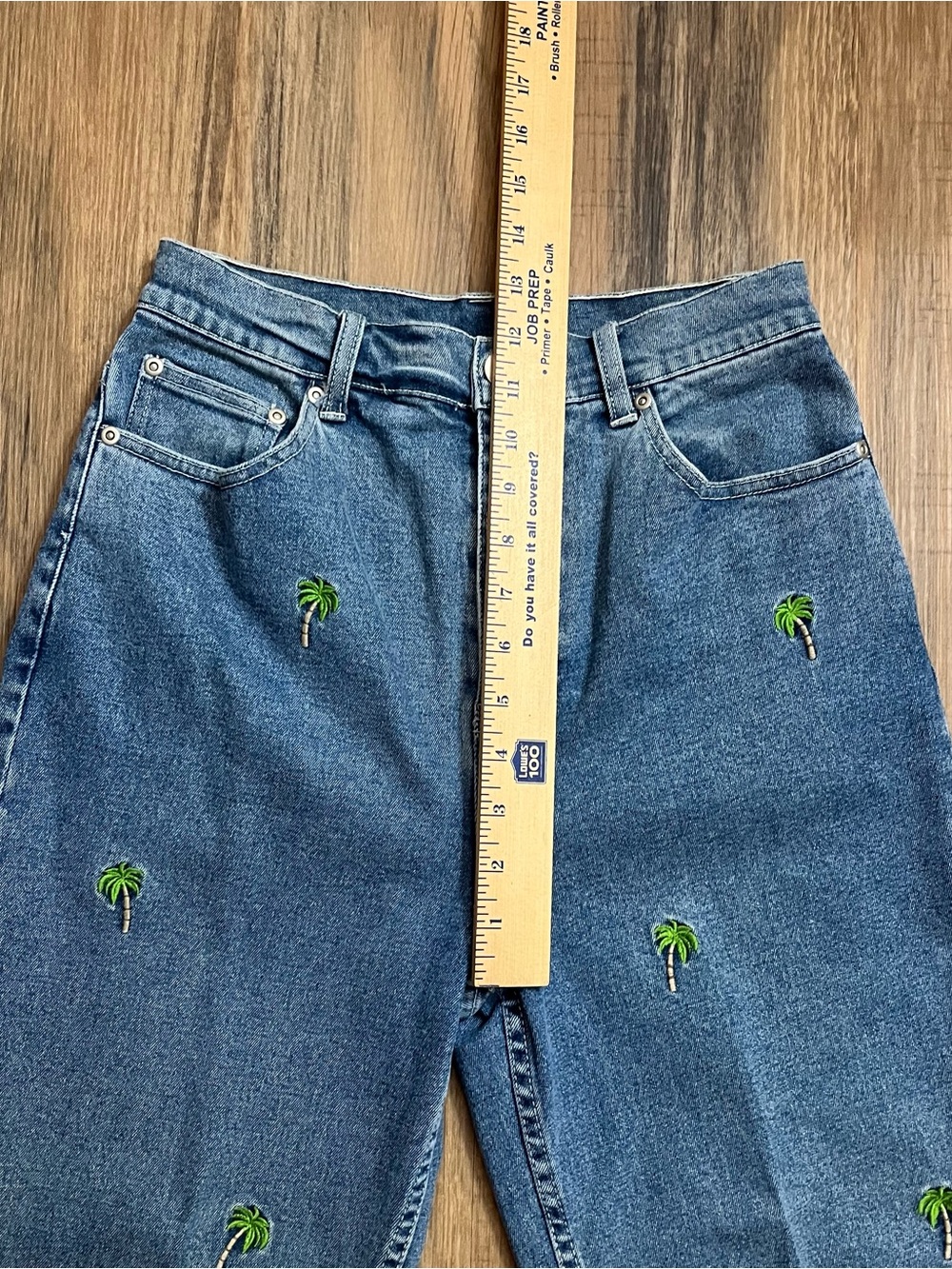Vintage The Quacker Factory Embroidered Palm Tree Blue Jeans Womens Sz 8 Cropped - Picture 10 of 12